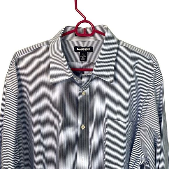 Lands End Supima Pinpoint Cotton Shirt No Iron Traditional Fit Size XL 17-171/2 - Picture 2 of 7